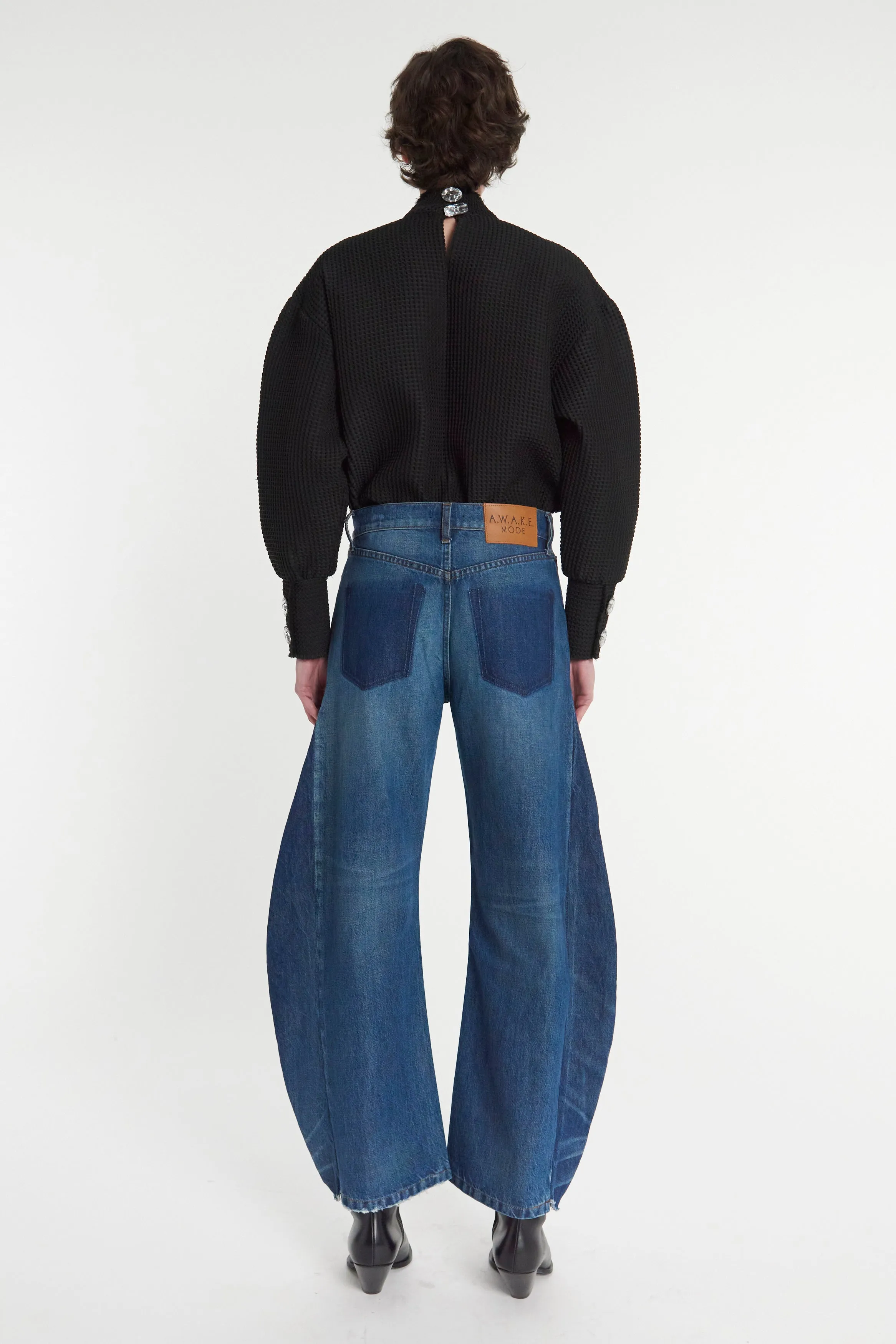 Recycled Jeans With Side Inserts Blue Luxury Student Outfit
