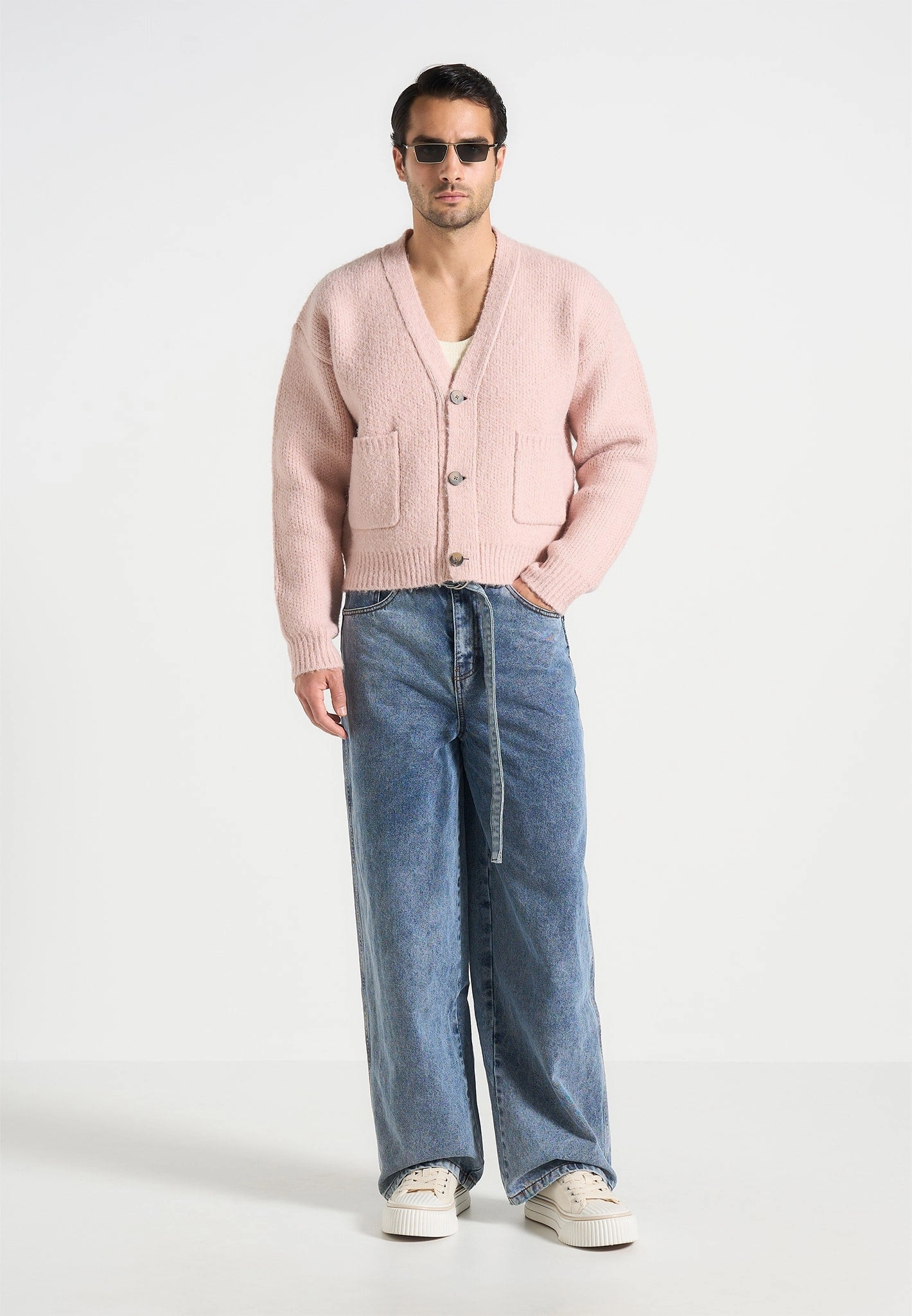 Travel Ready Charlie - Unisex Knitted Cardigan - Pale Pink