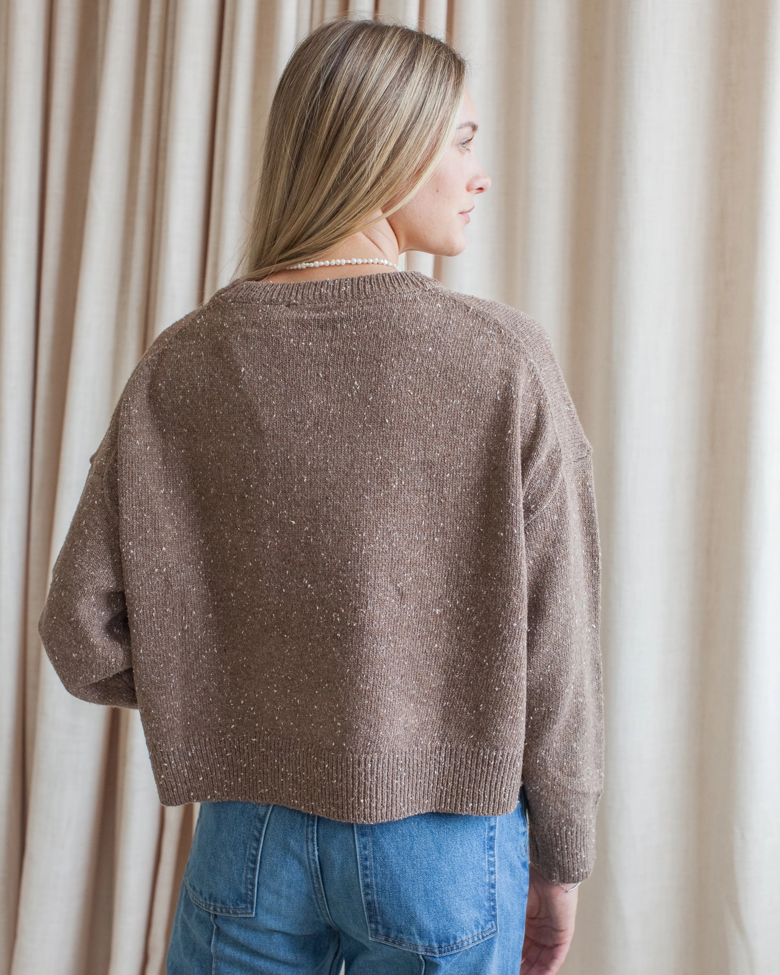 GarmentDyed Finish Soft Texture Quinn Sweater - Brown