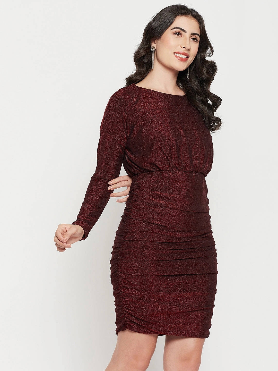 Sculpted Form Madame Red Shimmer Bodycon Dress