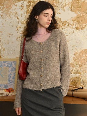 Lightweight Knit Quick Dry Weaving ??Final Sale??Stella Crew Neck Solid Button Front Cardigan