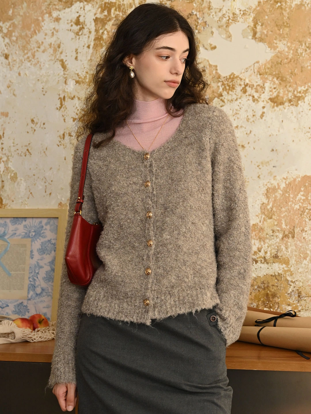 Relax Daily ??Final Sale??Stella Crew Neck Solid Button Front Cardigan