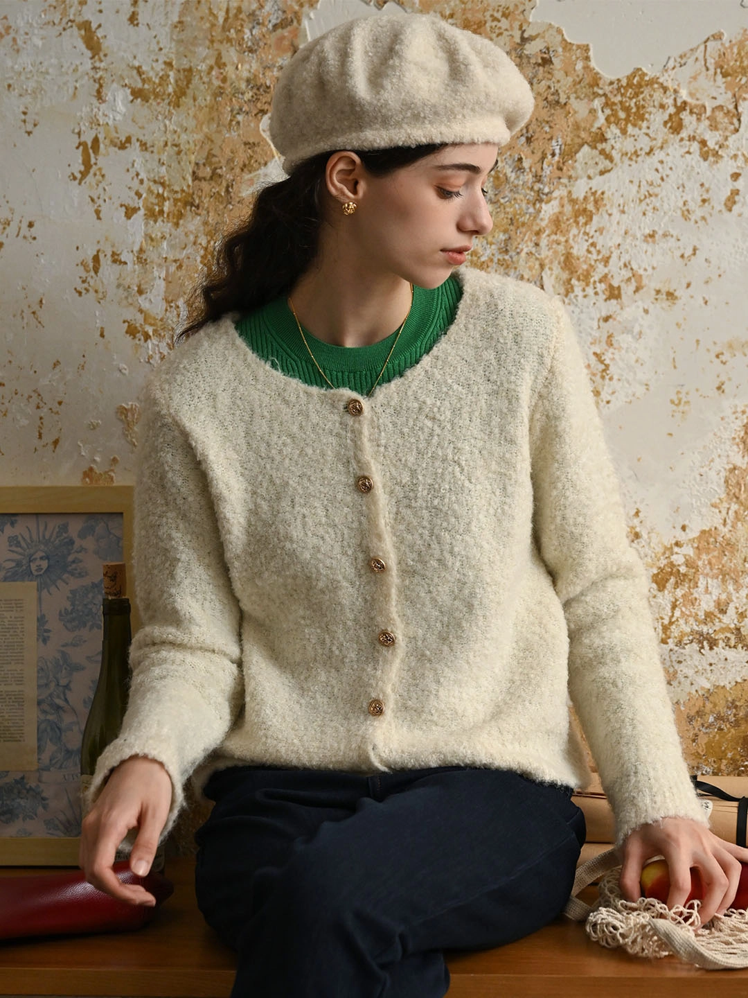 Moisture Wicking Technology All Time ??Final Sale??Stella Crew Neck Solid Button Front Cardigan