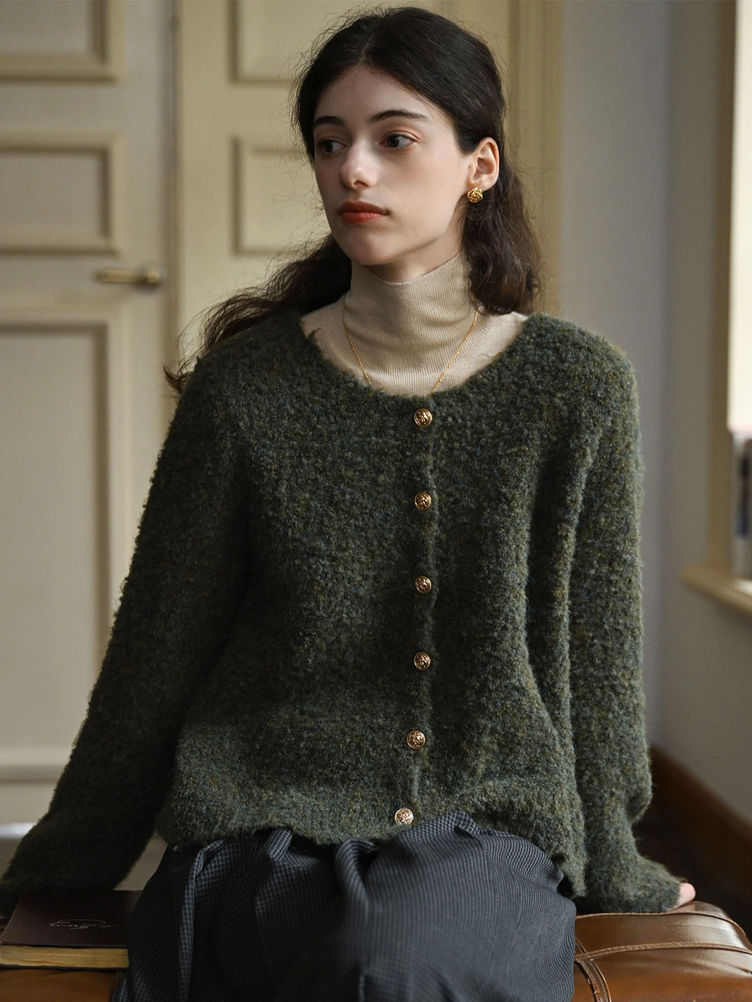 ??Final Sale??Stella Crew Neck Solid Button Front Cardigan Cold Casual Outfit Clean Lines