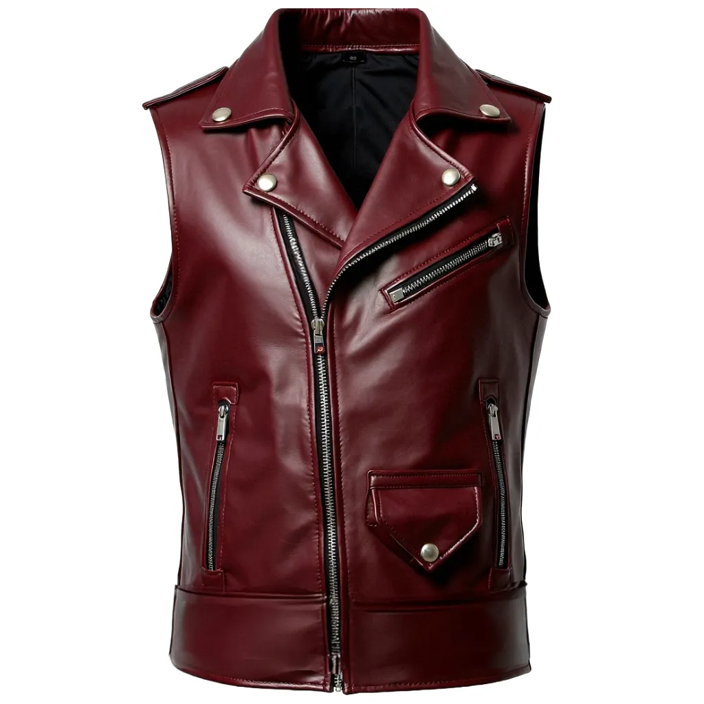 Red Biker Vest – Iconic Leather Style | El Zoro