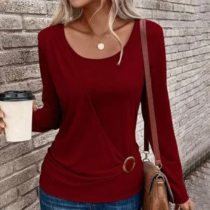 Red Plain Long Sleeve Top