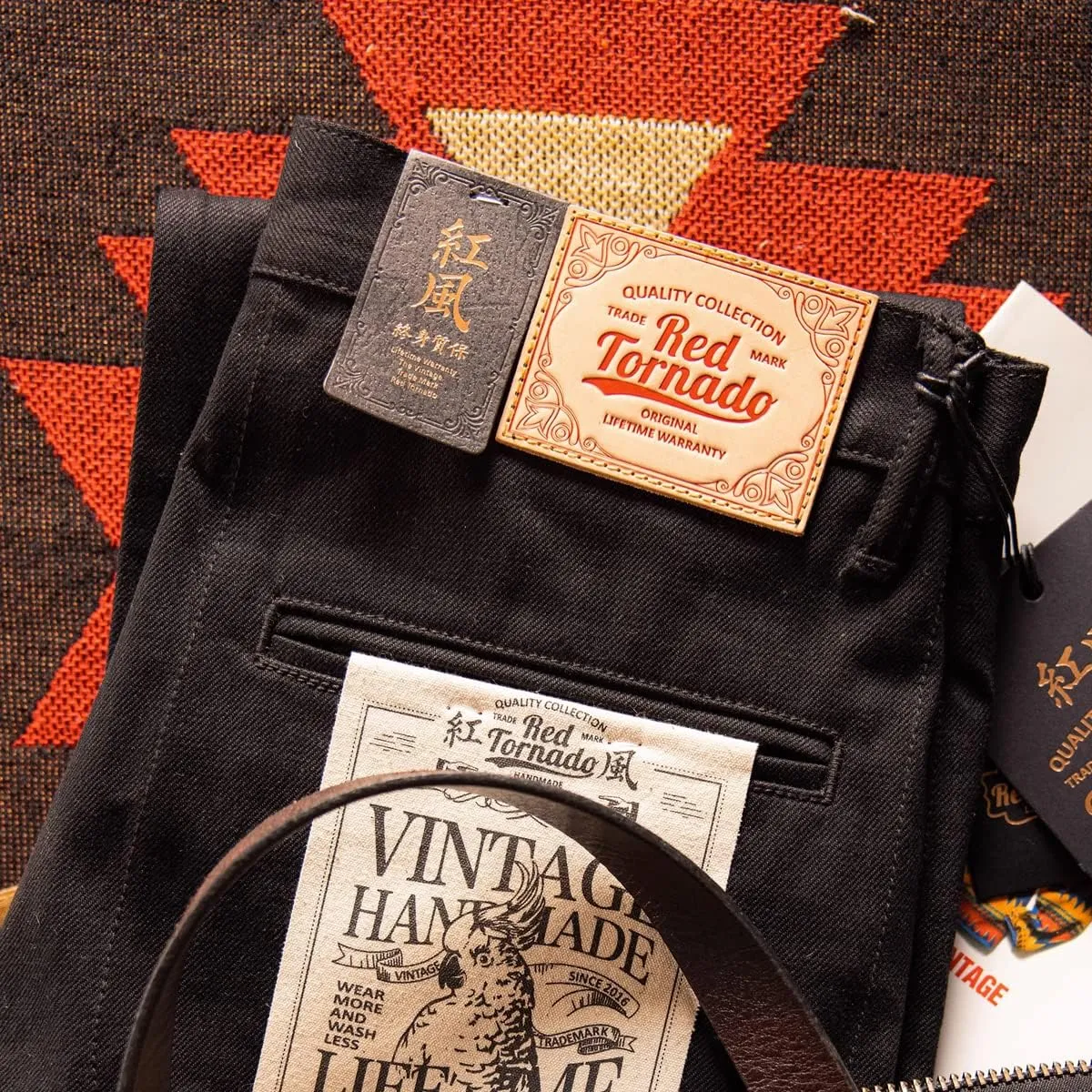 Red Tornado Black Officer Pants Selvedge Denim Relaxed Fit
