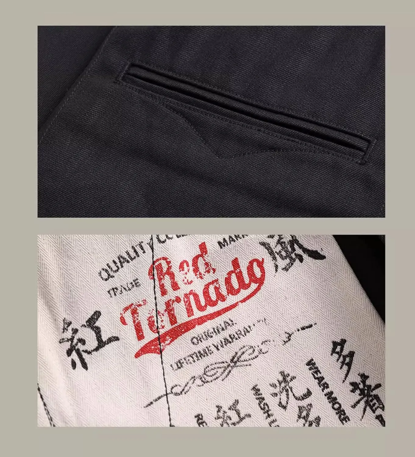 Red Tornado Black Officer Pants Selvedge Denim Relaxed Fit
