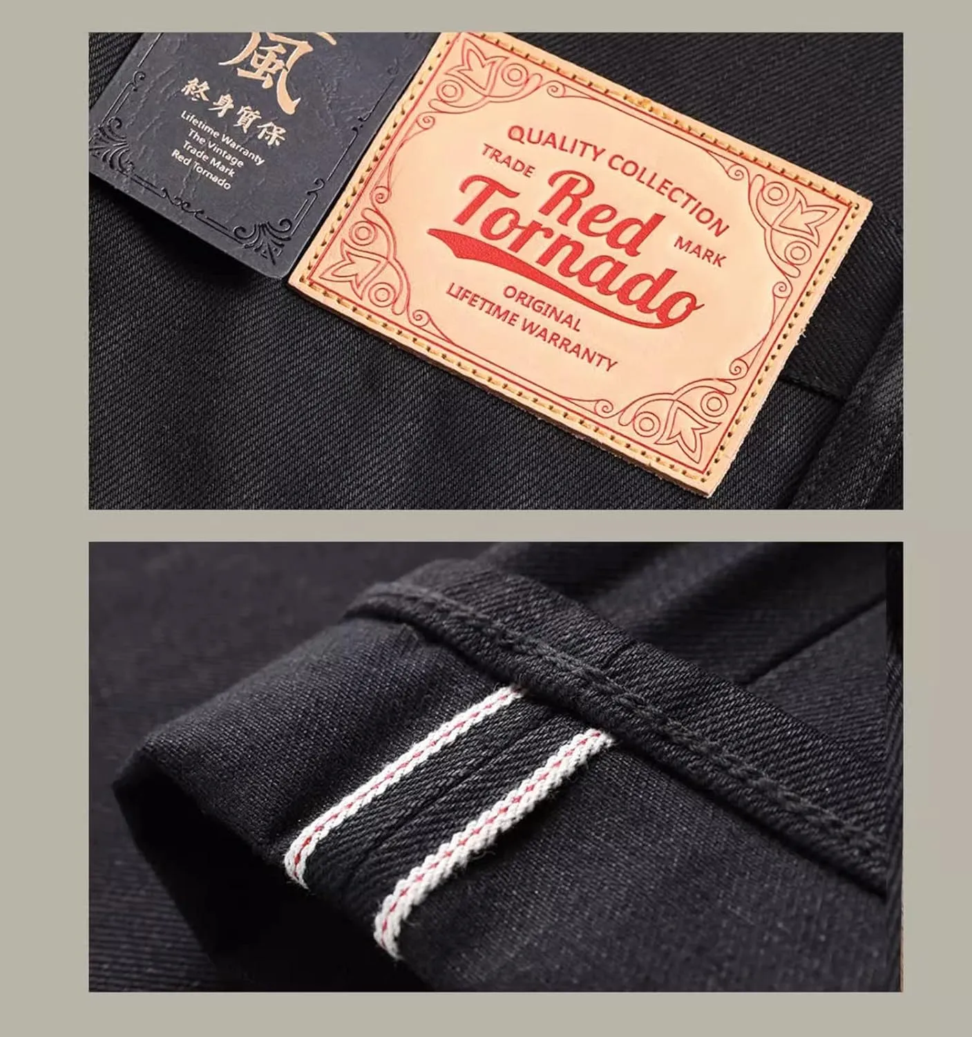 Red Tornado Black Officer Pants Selvedge Denim Relaxed Fit