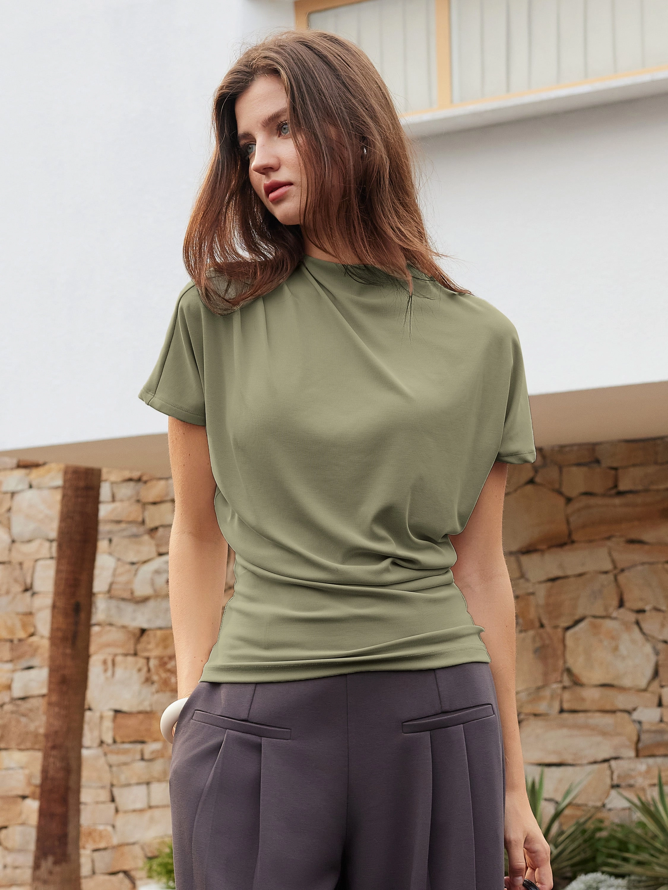 Mockneck Tucked Waist Define Top Comfortable Look Breathable Tank
