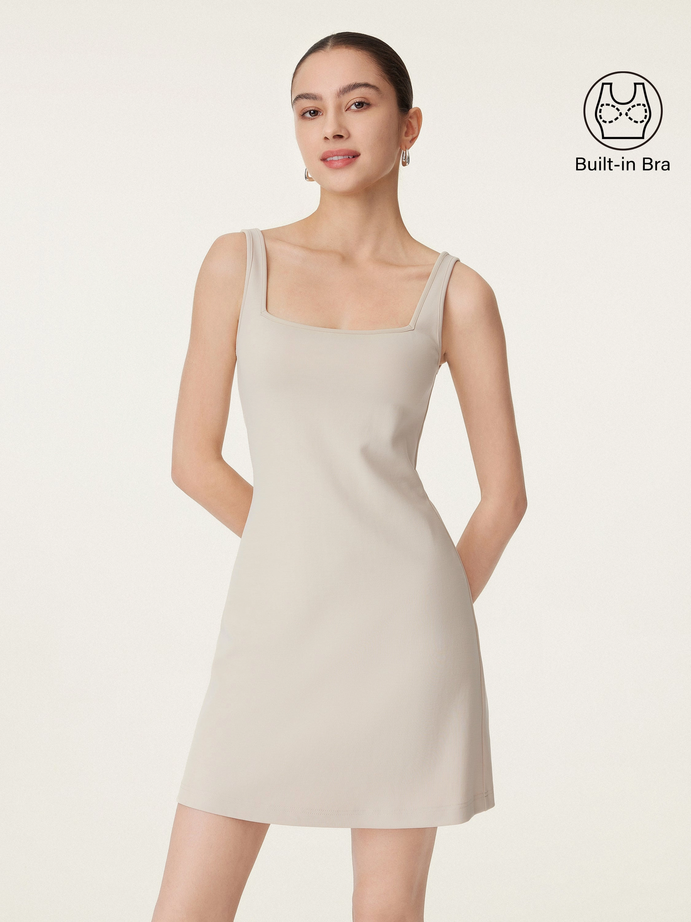 Everyday Square Neck New Airy Brami Dress Relaxed Crew Neck Opening AllSeason Wearability
