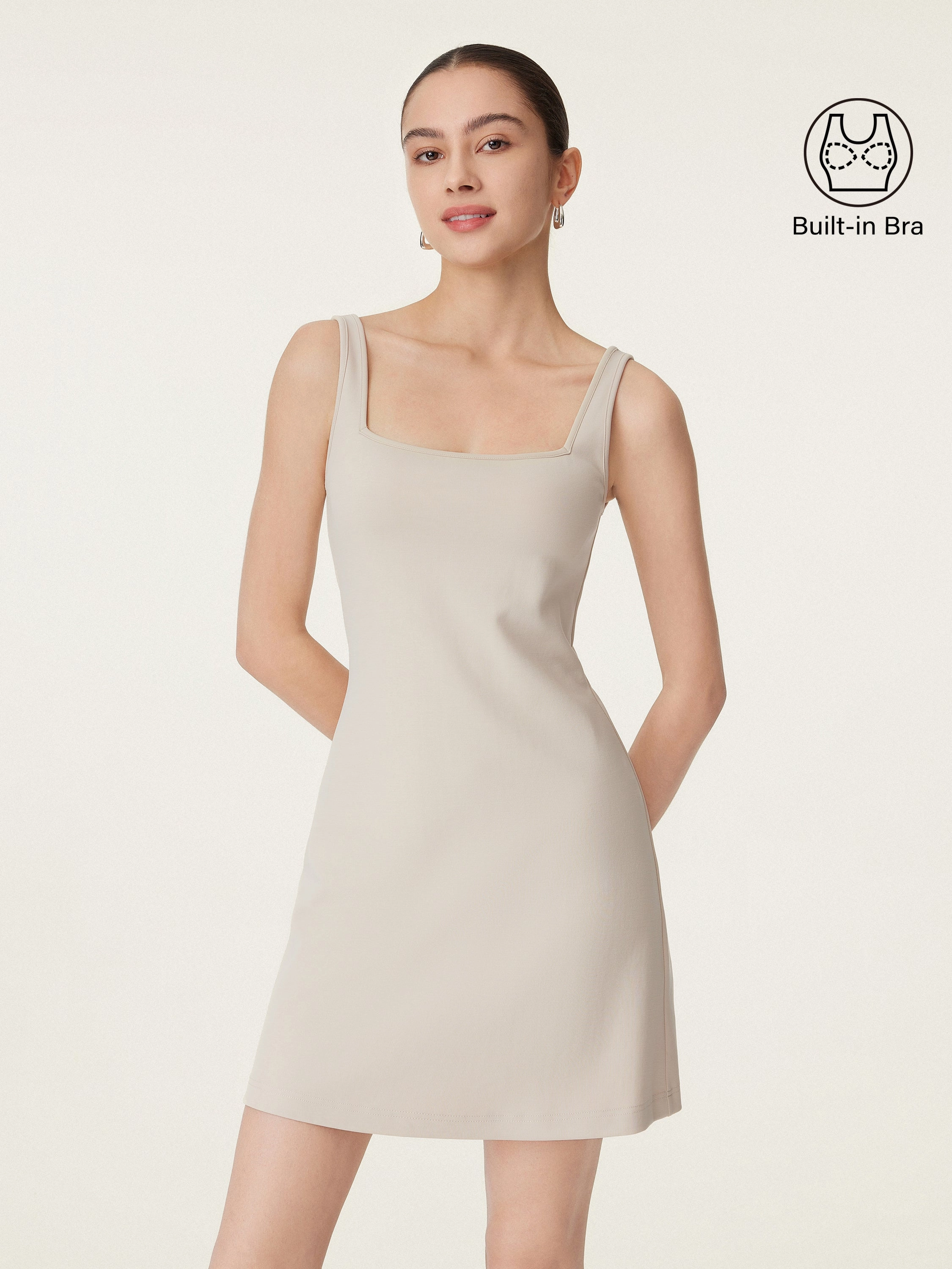 TemperatureRegulatingLining Summer Wardrobe Everyday Square Neck New Airy Brami Dress