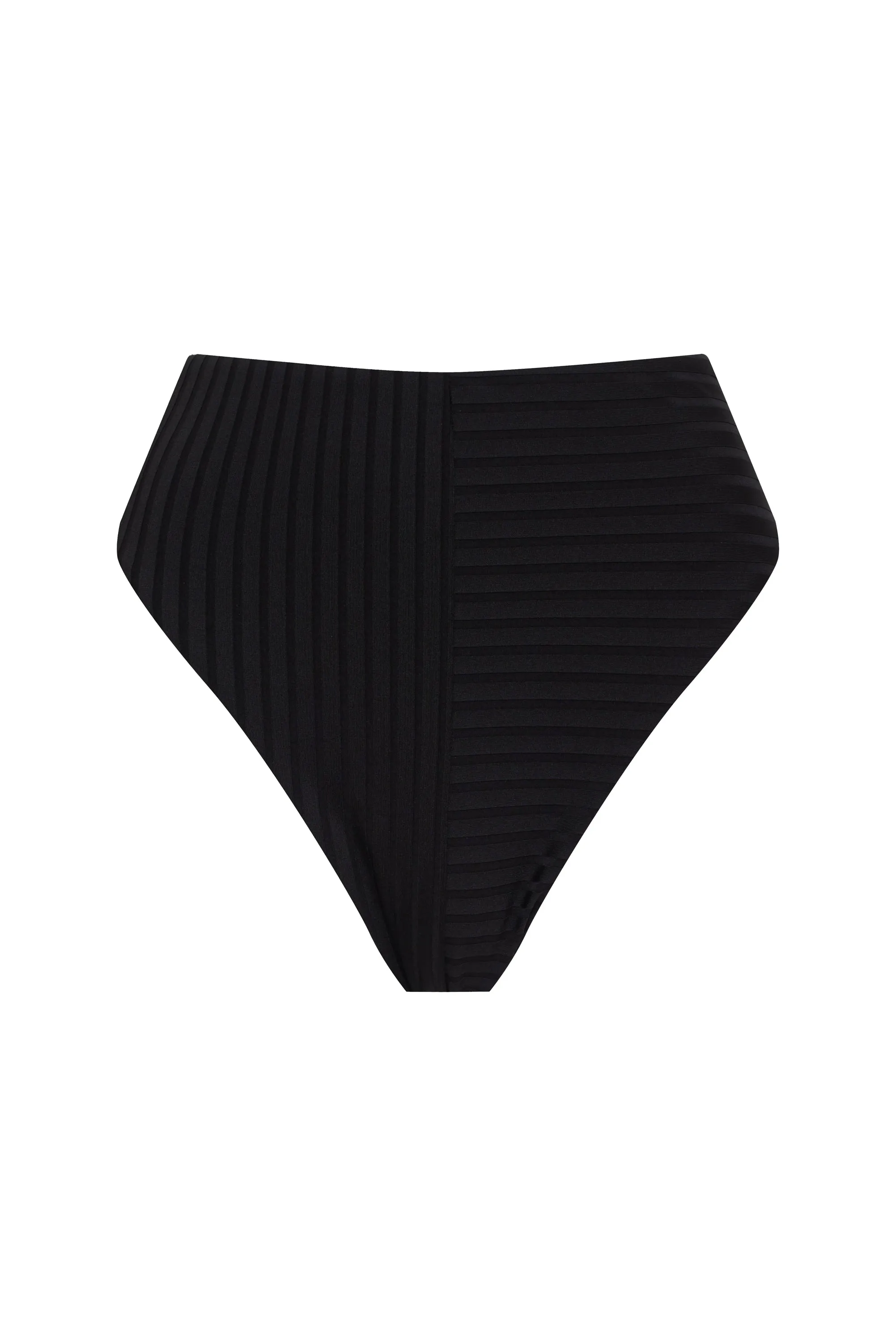 Refresh Rib High Rise Bikini Bottom Black Raw Edge Finish