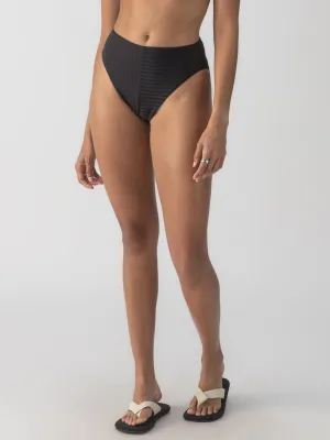 Refresh Rib High Rise Bikini Bottom Black Reinforced Seam Technique