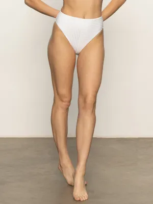 Refresh Rib High Rise Bikini Bottom White StretchFabric