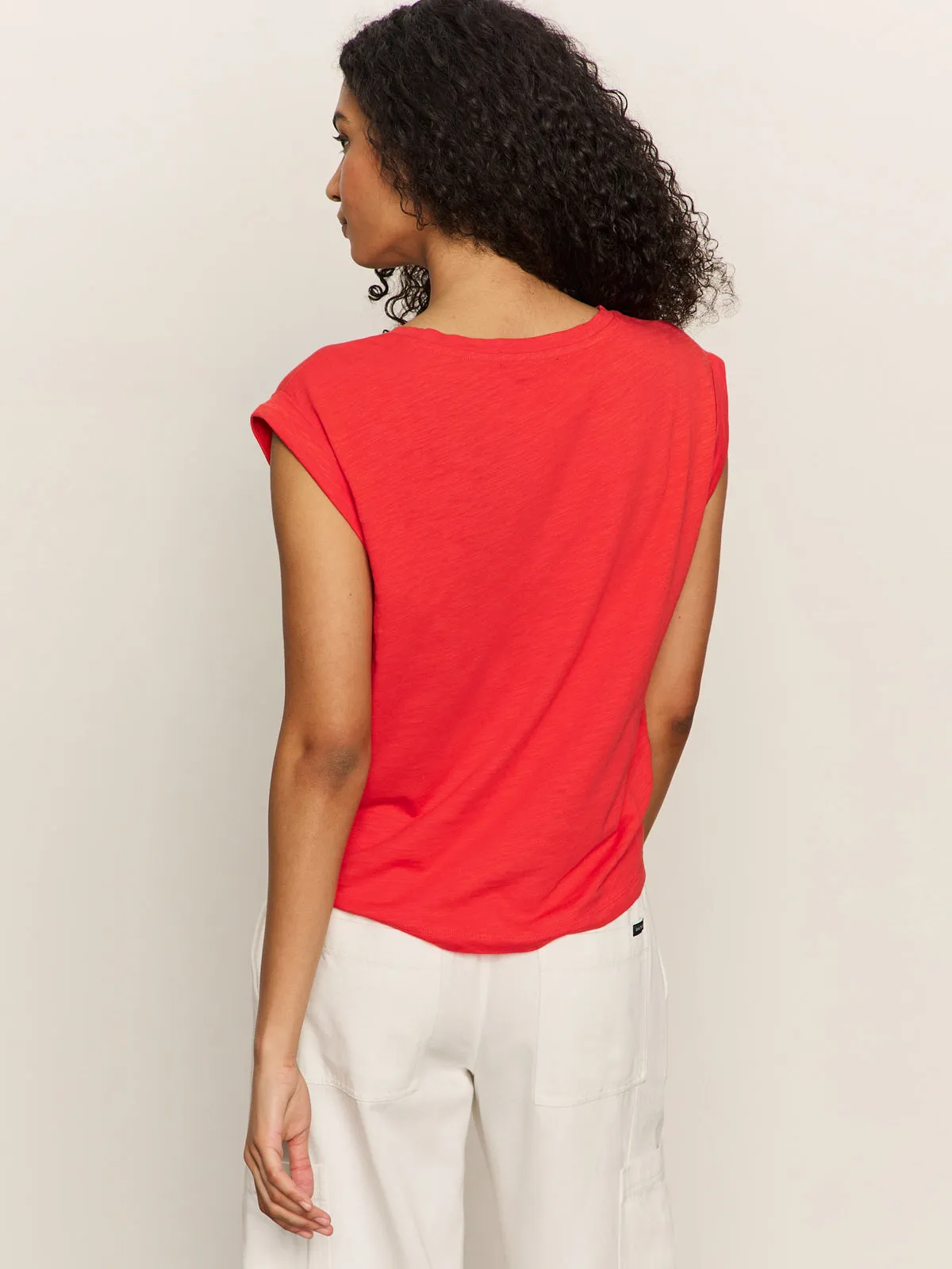 Sustainable Fibers Simple Comfort Knotted Muscle Tee Cayenne