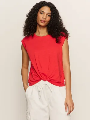 Flexible Neckline Knotted Muscle Tee Cayenne