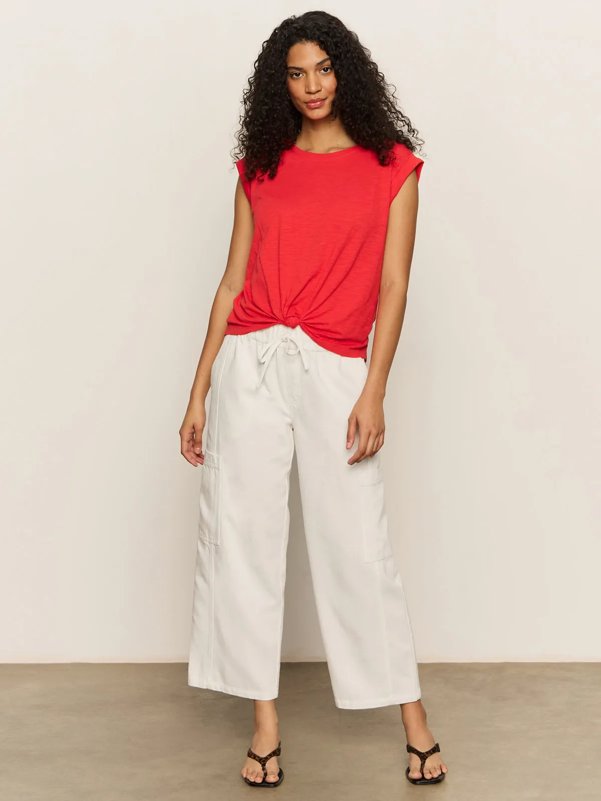 Chic Style Trend Knotted Muscle Tee Cayenne