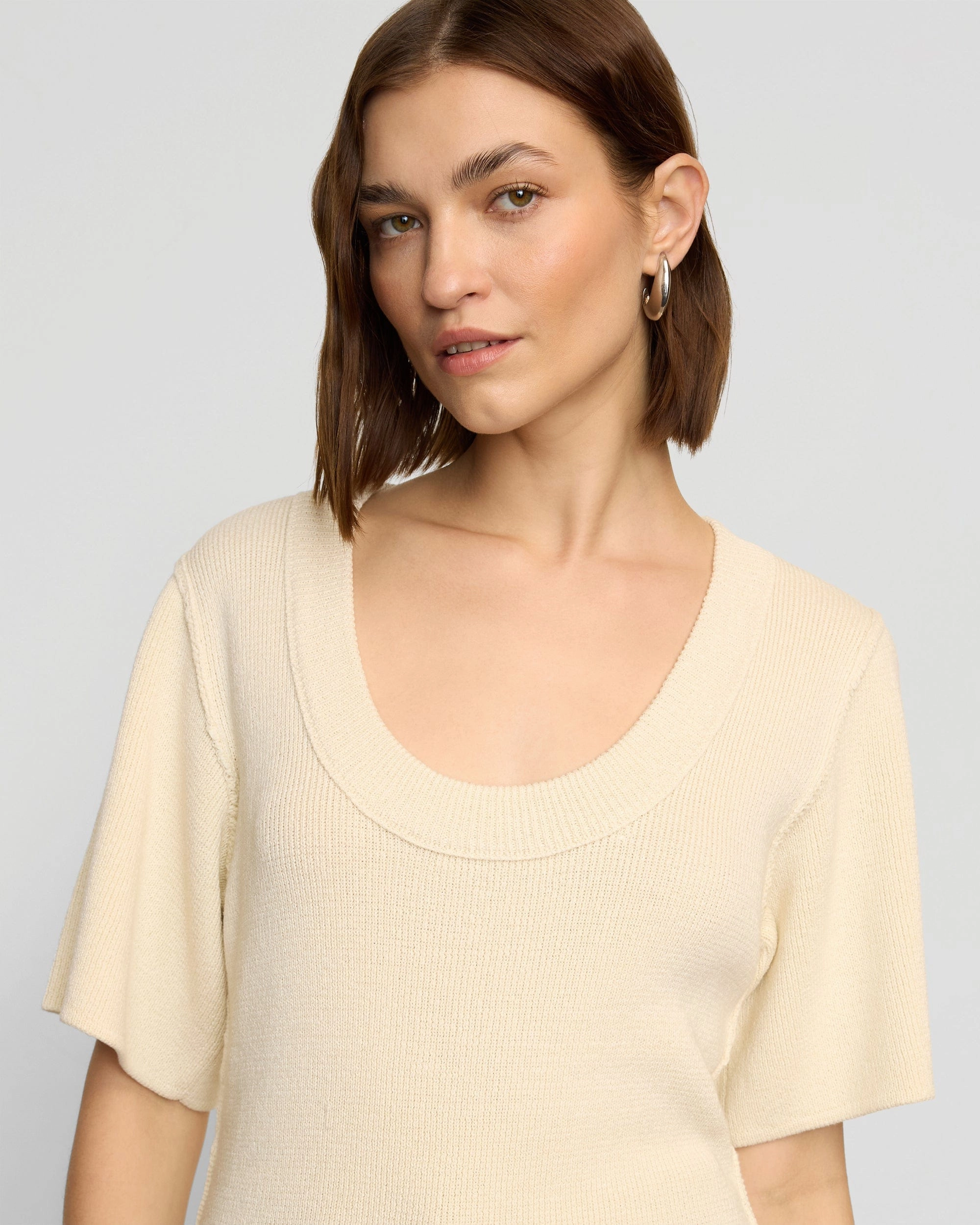 EcoFriendlyMaterial Formal Blouse Reina Sculpted Scoop-Neck Knit Top