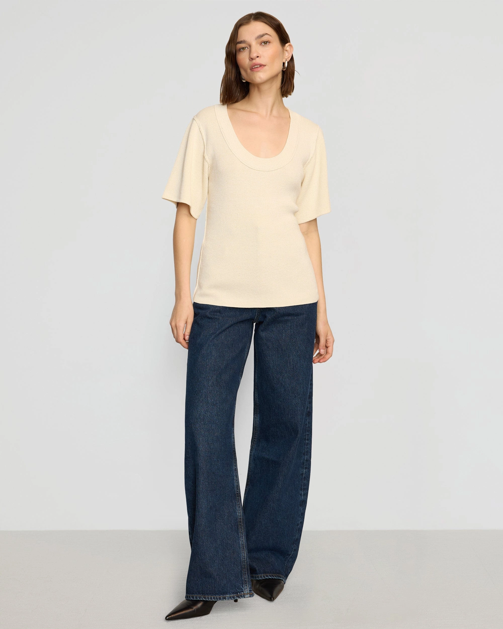 Reina Sculpted Scoop-Neck Knit Top Biodegradable Fiber