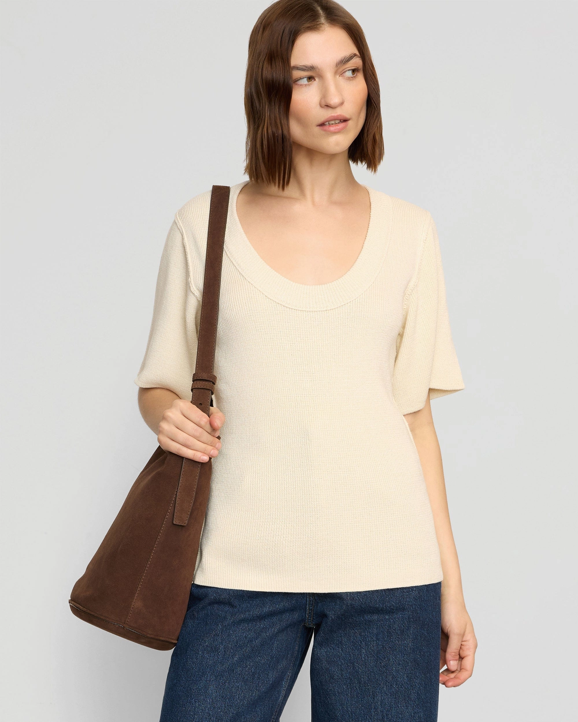 Reina Sculpted Scoop-Neck Knit Top NonSlip Grip Tape