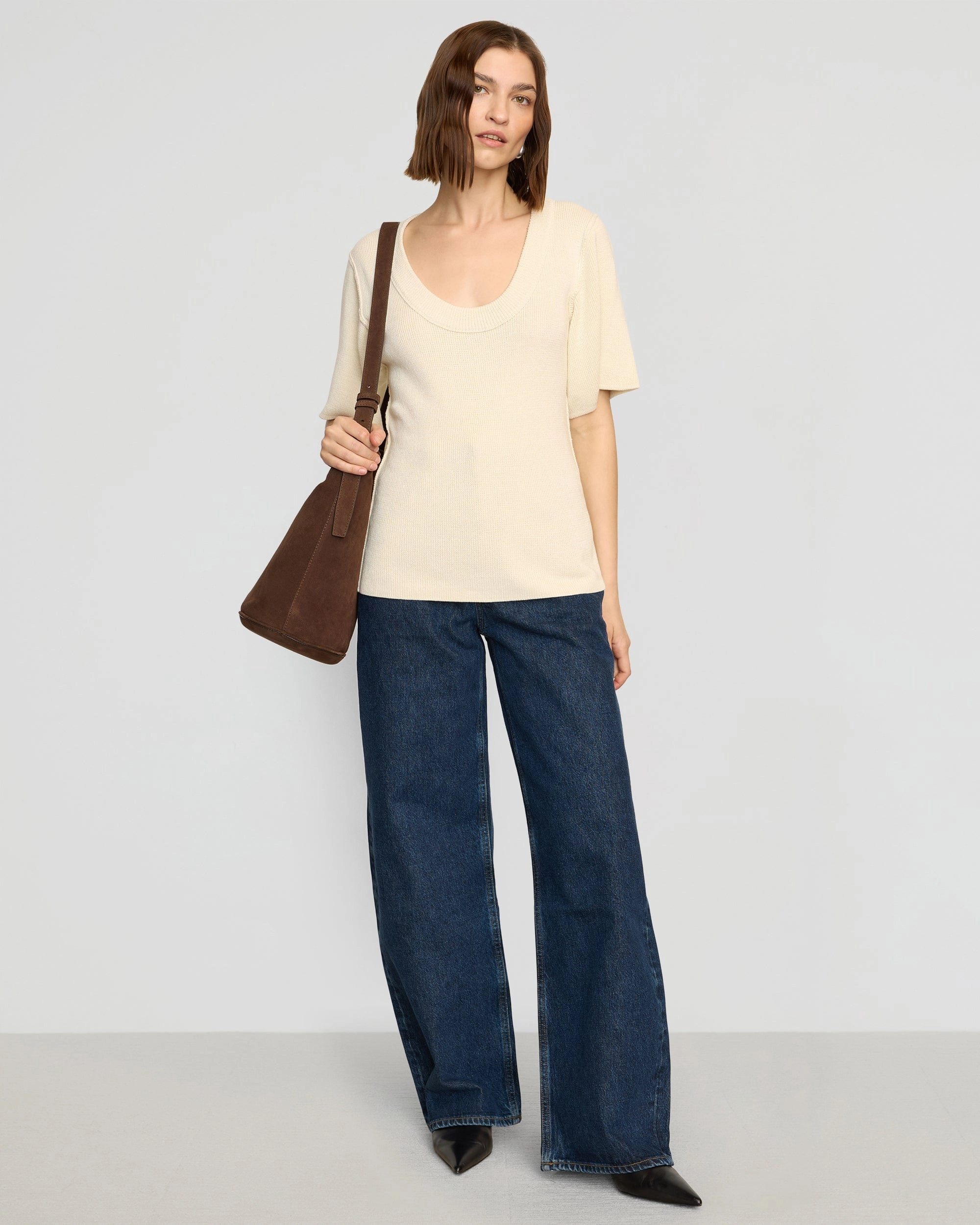 Reina Sculpted Scoop-Neck Knit Top Summer Blouse AbrasionResistant Surface