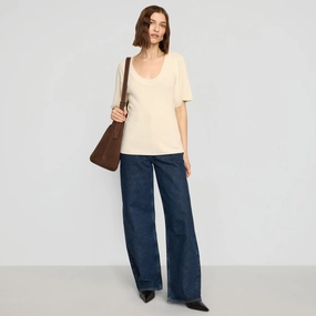 Relaxed Fit Shirt Reina Sculpted Scoop-Neck Knit Top