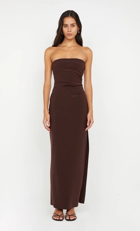 Summer Friendly Event Favorite REINA STRAPLESS MAXI DRESS - DARK CHOCOLATE