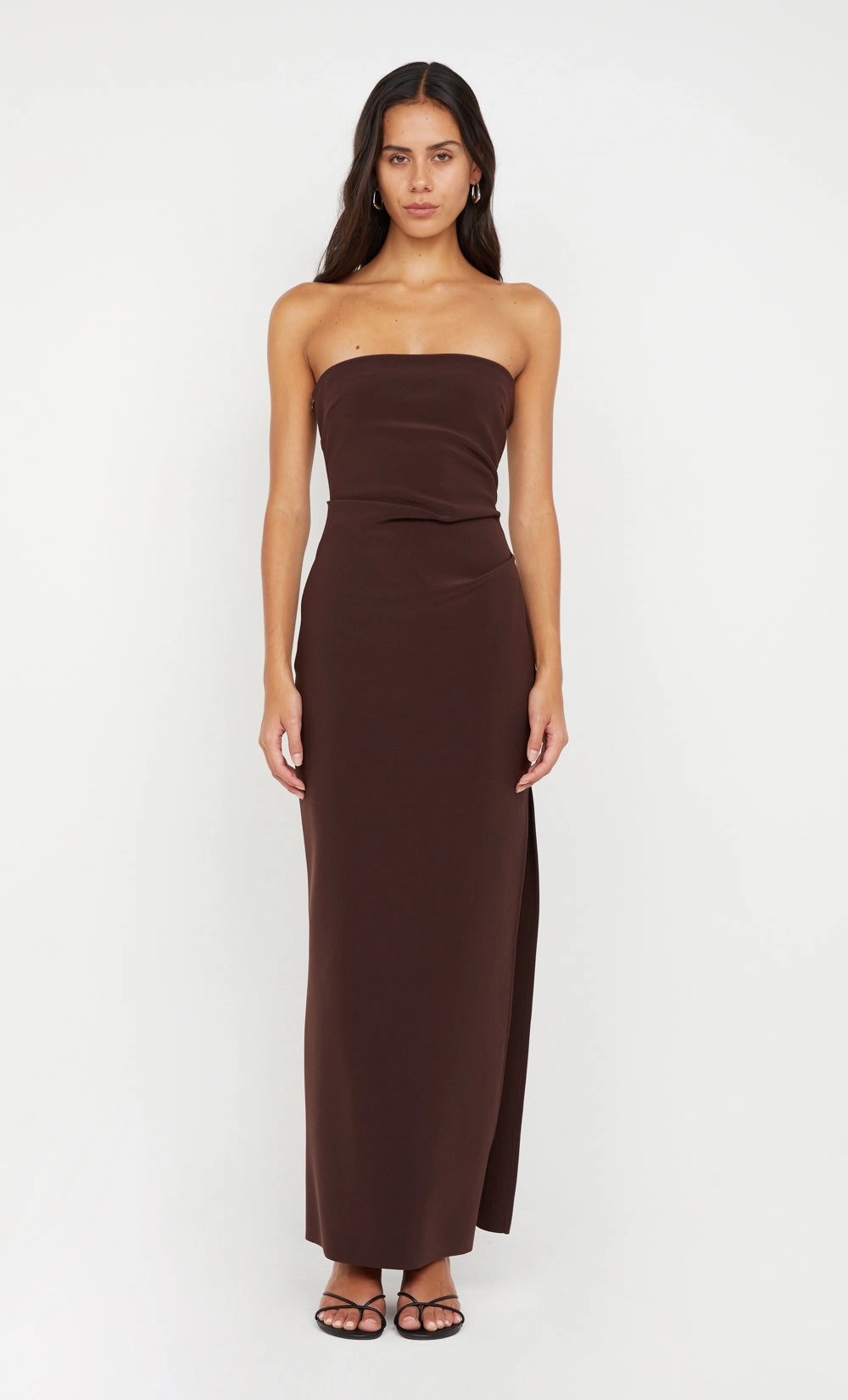 Summer Friendly Event Favorite REINA STRAPLESS MAXI DRESS - DARK CHOCOLATE