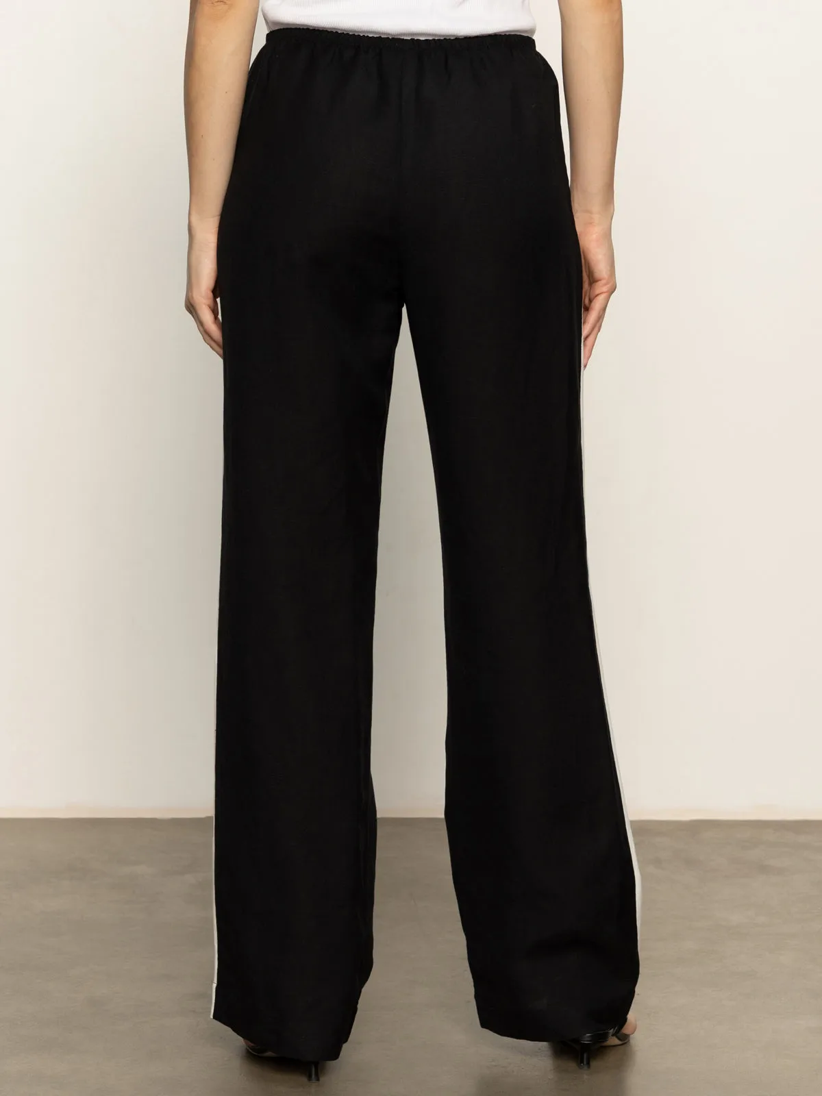 Casual Semi-High Rise Track Pant Black Chalk Stripe Comfy Vibes