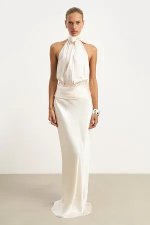 Crushed Satin Bias Cut Maxi Skirt - Champagne Soft Palette Washable fabric
