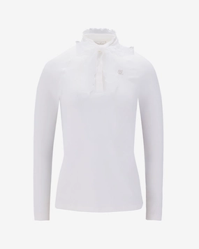 Modern Silhouette Organza Ribbon Long Sleeve Cooling T-Shirt - White