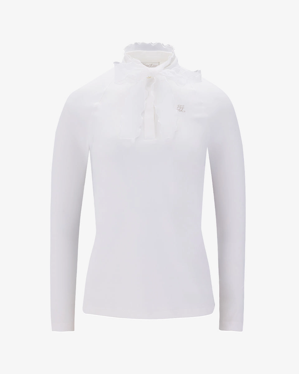 Organza Ribbon Long Sleeve Cooling T-Shirt - White Ergonomic Pattern Design