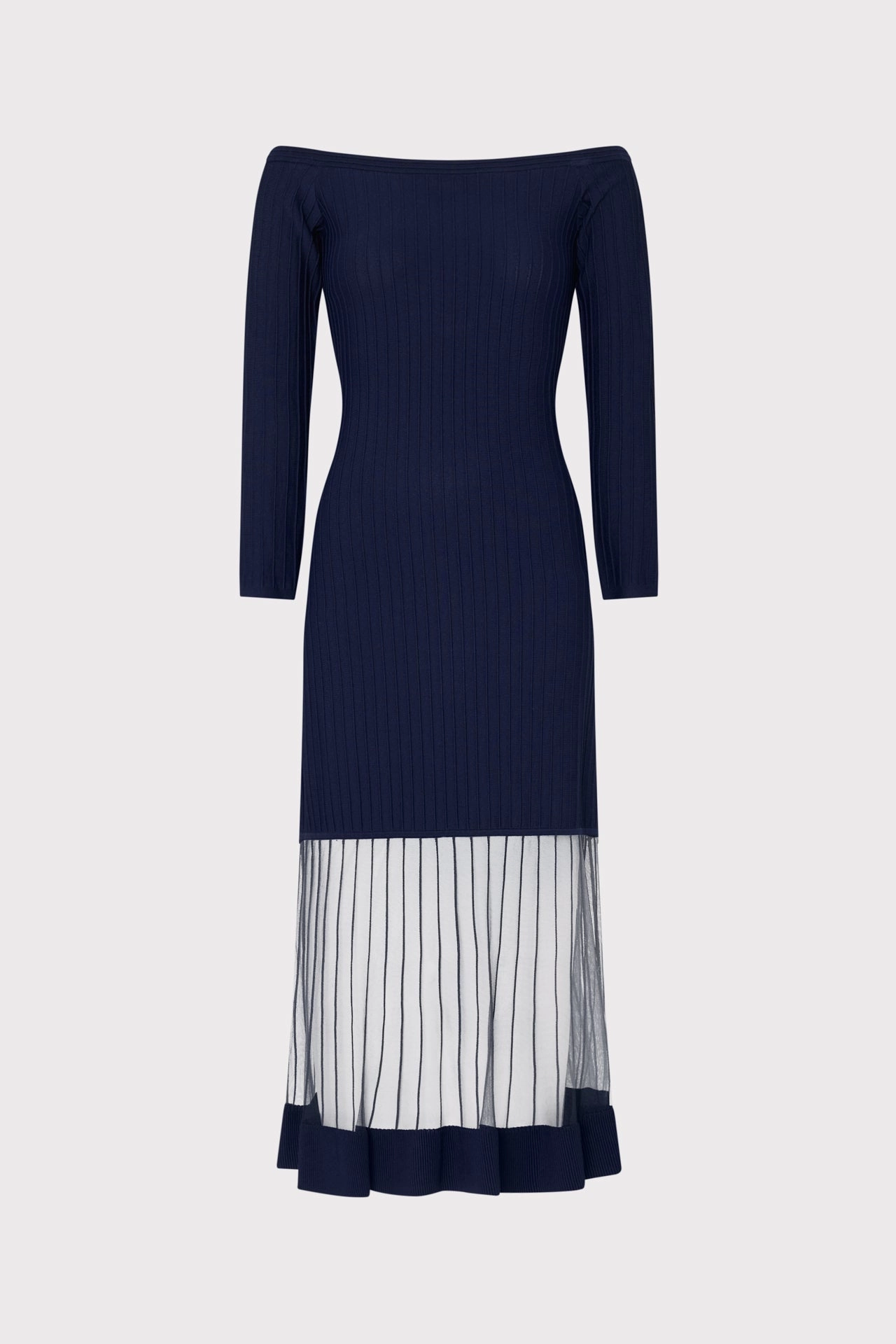 Chic Look Off The Shoulder Sheer Knit Midi Dress