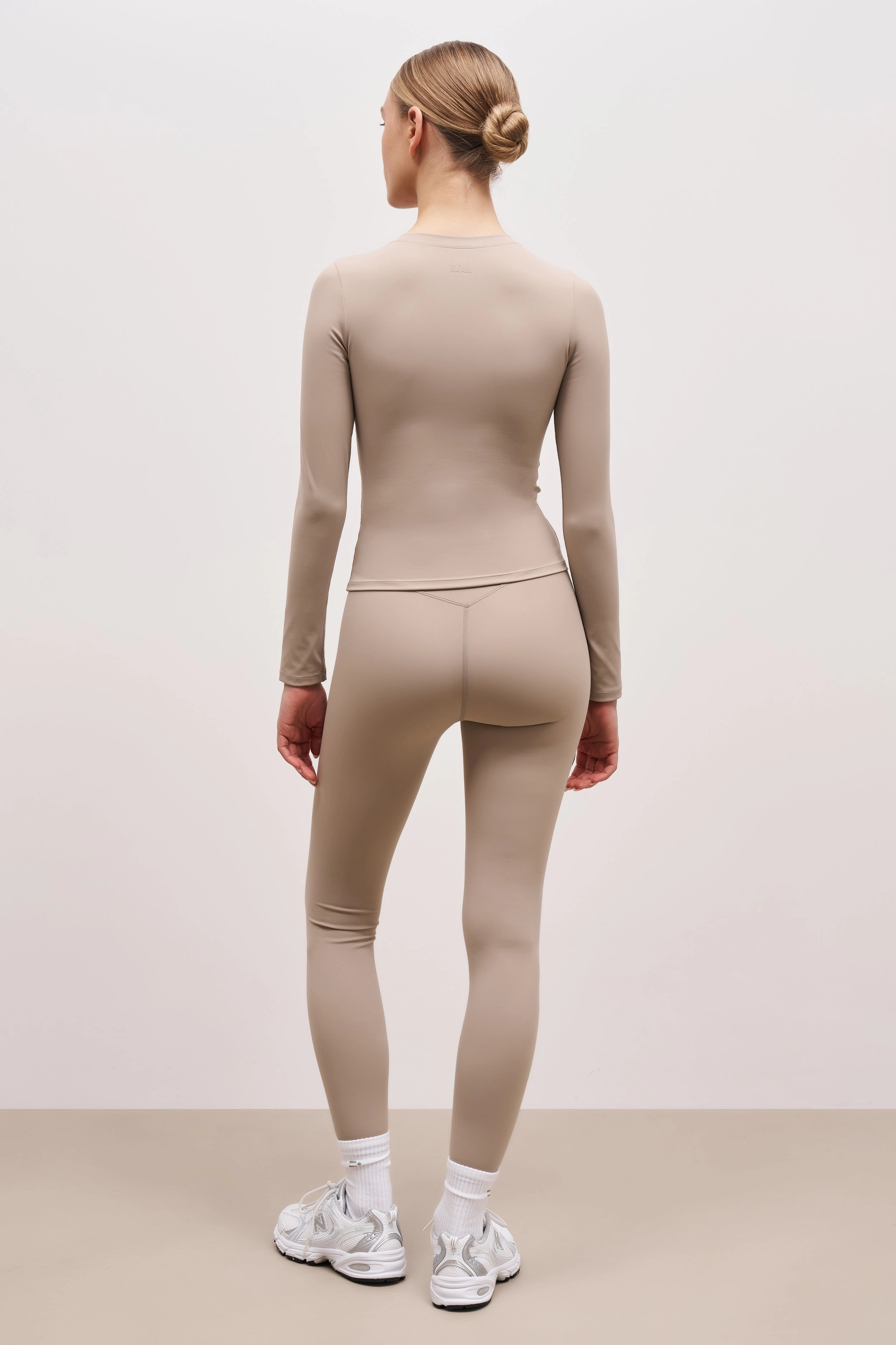 Casual Sweater Base Sculpting Long Sleeve Top - Taupe