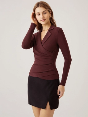 Collared Surplice Top MicrofiberBlend
