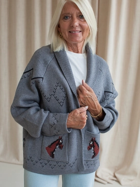 Equestrian Shawl Cardigan Compact Knit Structure