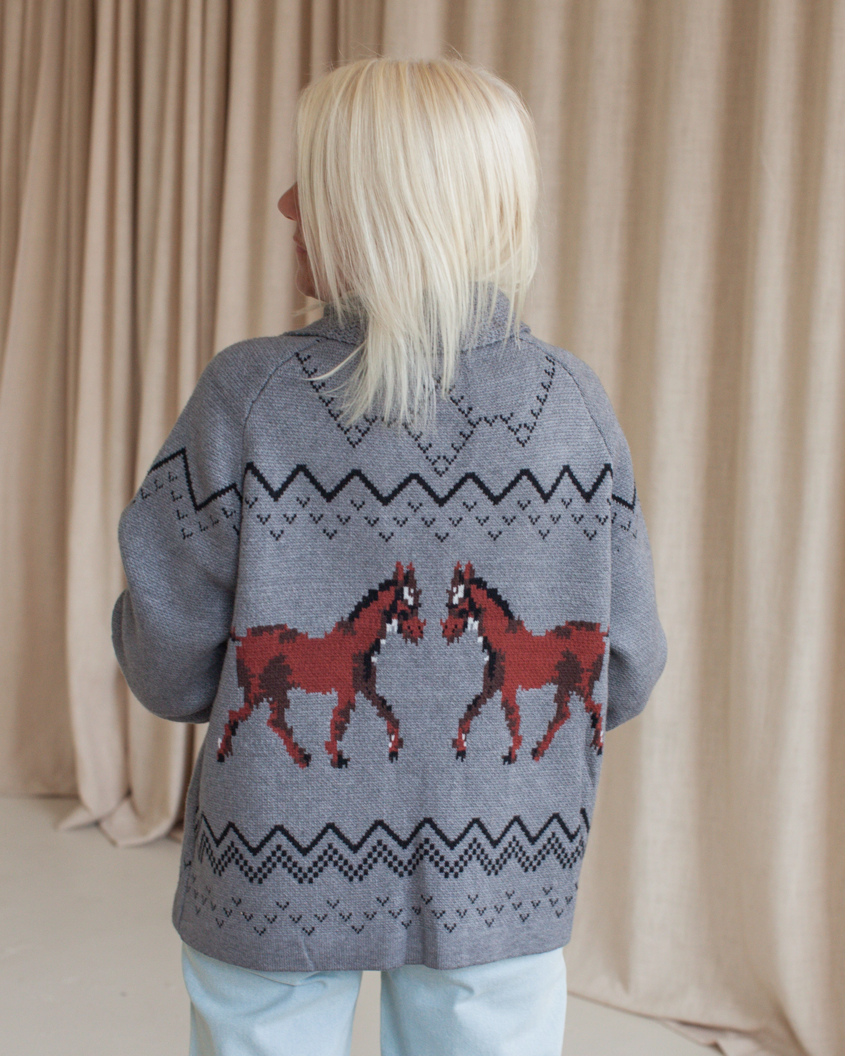 Equestrian Shawl Cardigan Low Impact Dye MicrofiberBlend Texture