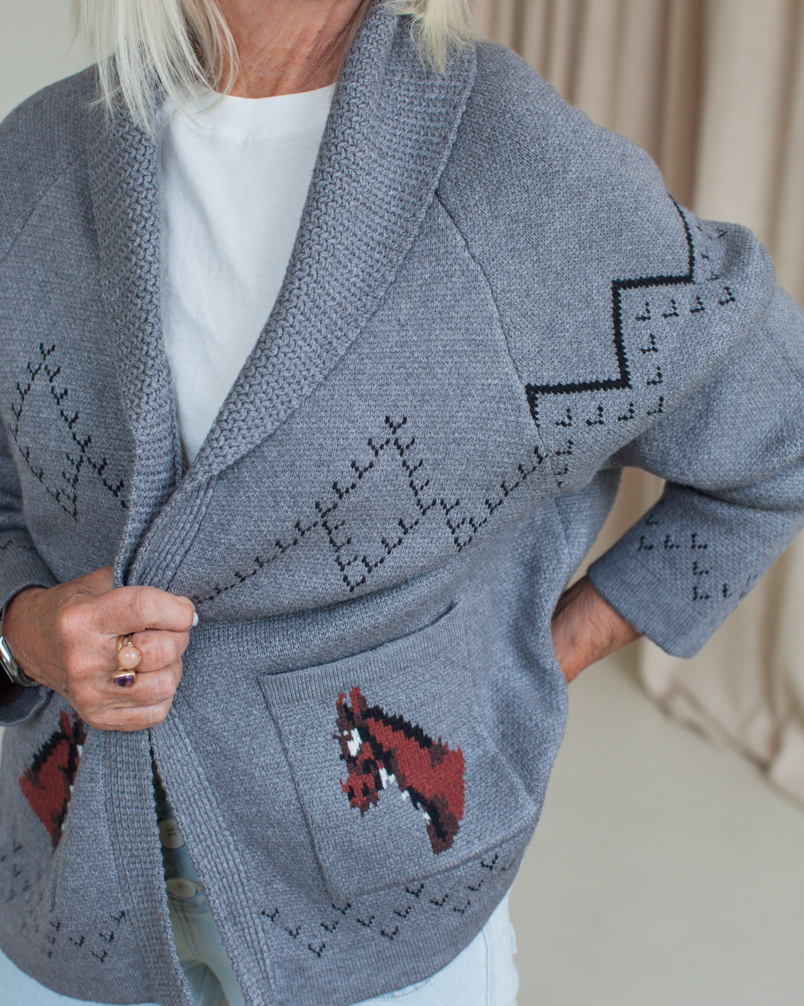 EcoConscious Manufacturing GarmentDyed Finish Equestrian Shawl Cardigan