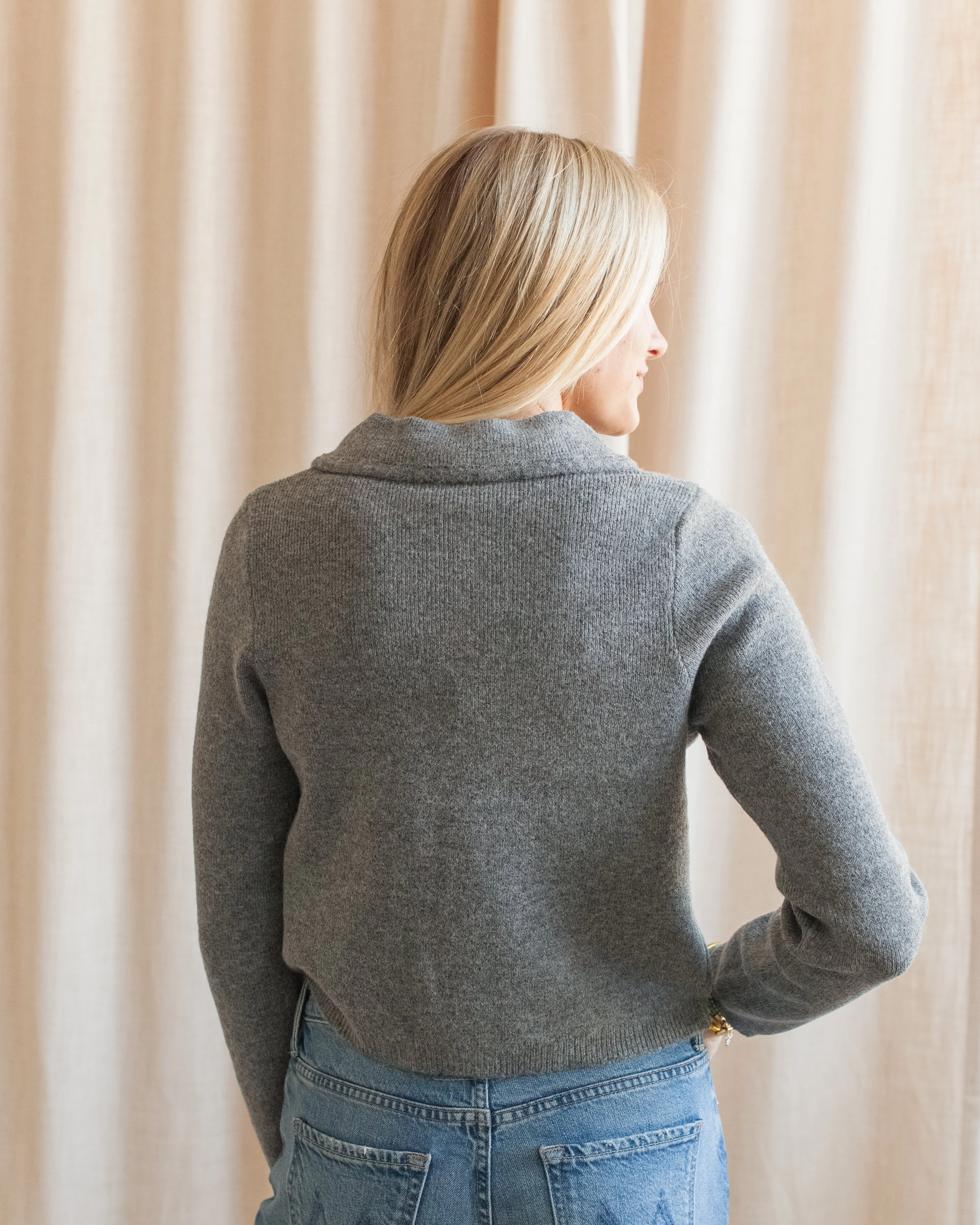Peter Pan Grey Cardigan Ready Style Leisure Look