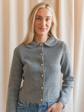 Peter Pan Grey Cardigan Warm Vibe Wrinkle resistant fabric
