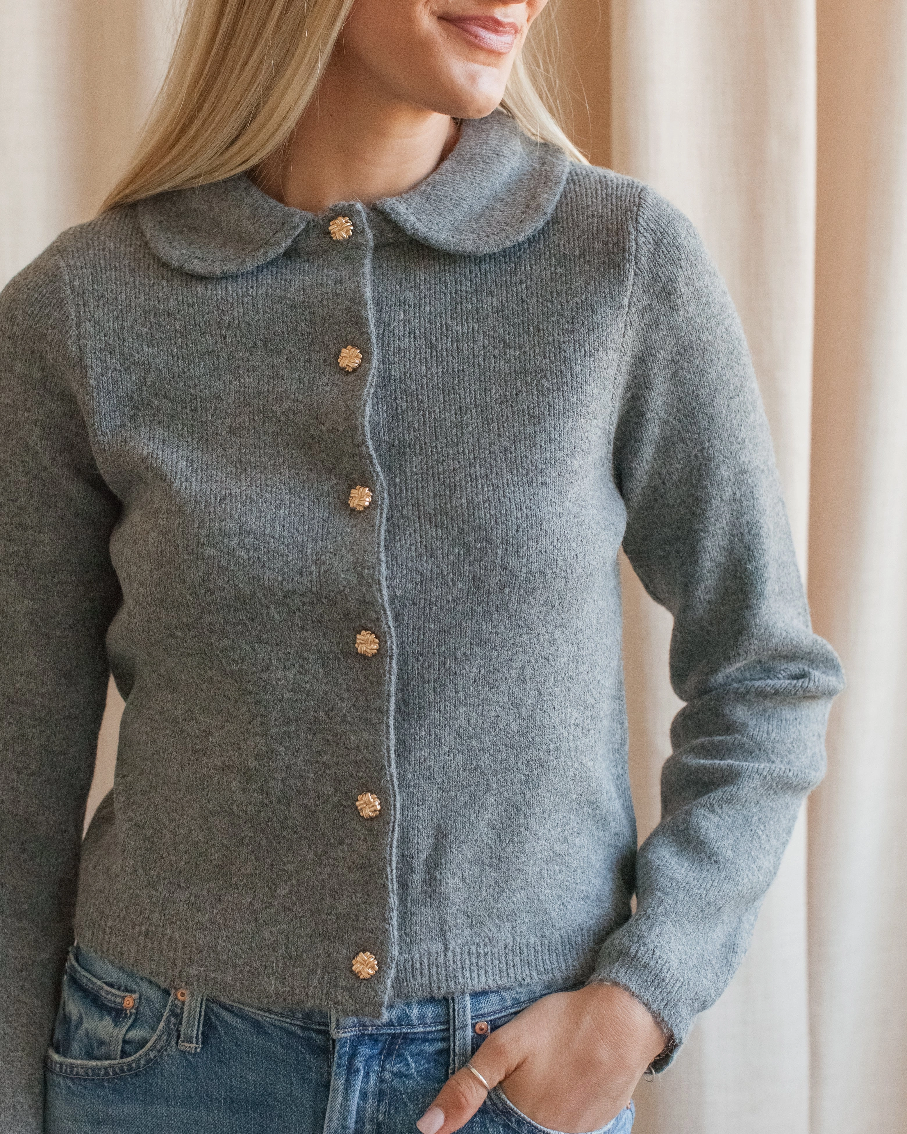 Modern Comfort Peter Pan Grey Cardigan