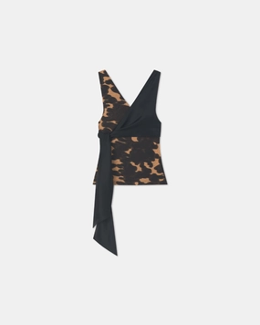 UltravioletProtectionFabric Neca - Mesh Jersey/Slip Satin Sleeveless Top - Midnight Mocha Apricot/Black