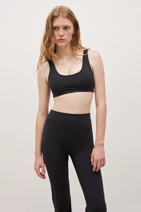 Base Sculpting Bralet - Black Flexible Ribbed Cuffs