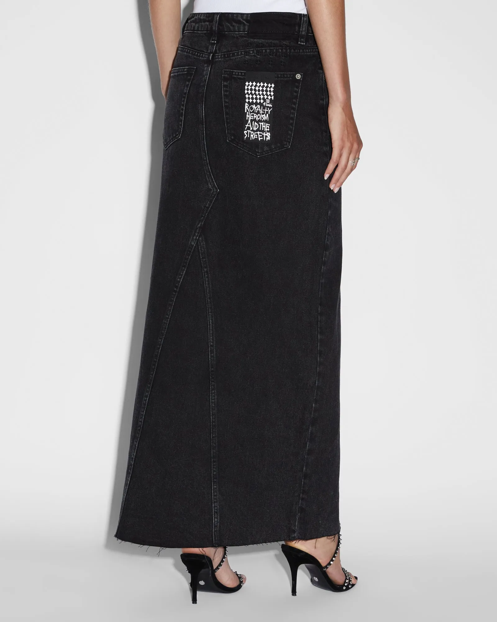 RELAX MAXI SKIRT WASHED BLACK Zip Fly Closure Unisex Wear Classic Professional Wear