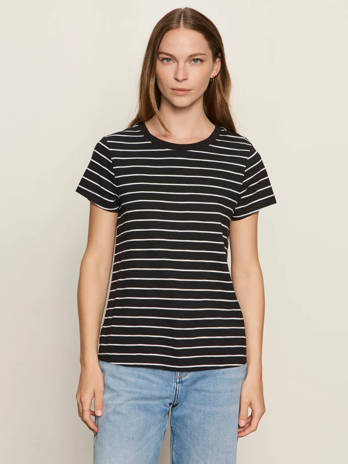 The Perfect Tee White/Black Stripe Vintage Style