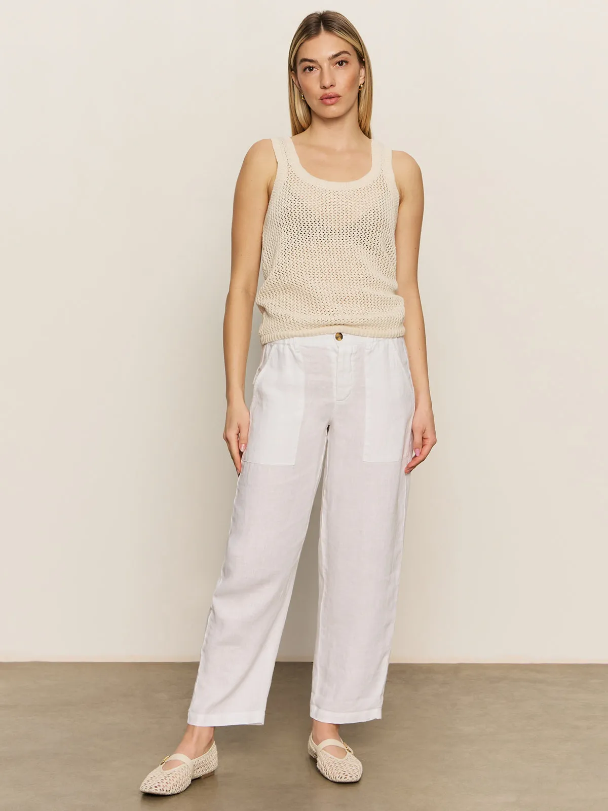 Soft Support Relaxed Linen Cruiser Semi High Rise Pant Bleached White