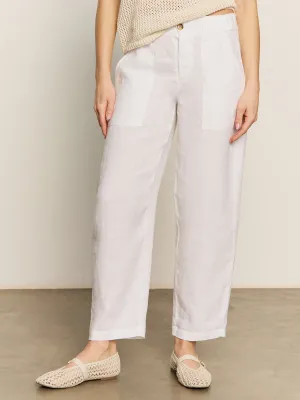 No Ride Up Flex Fit Design Relaxed Linen Cruiser Semi High Rise Pant Bleached White