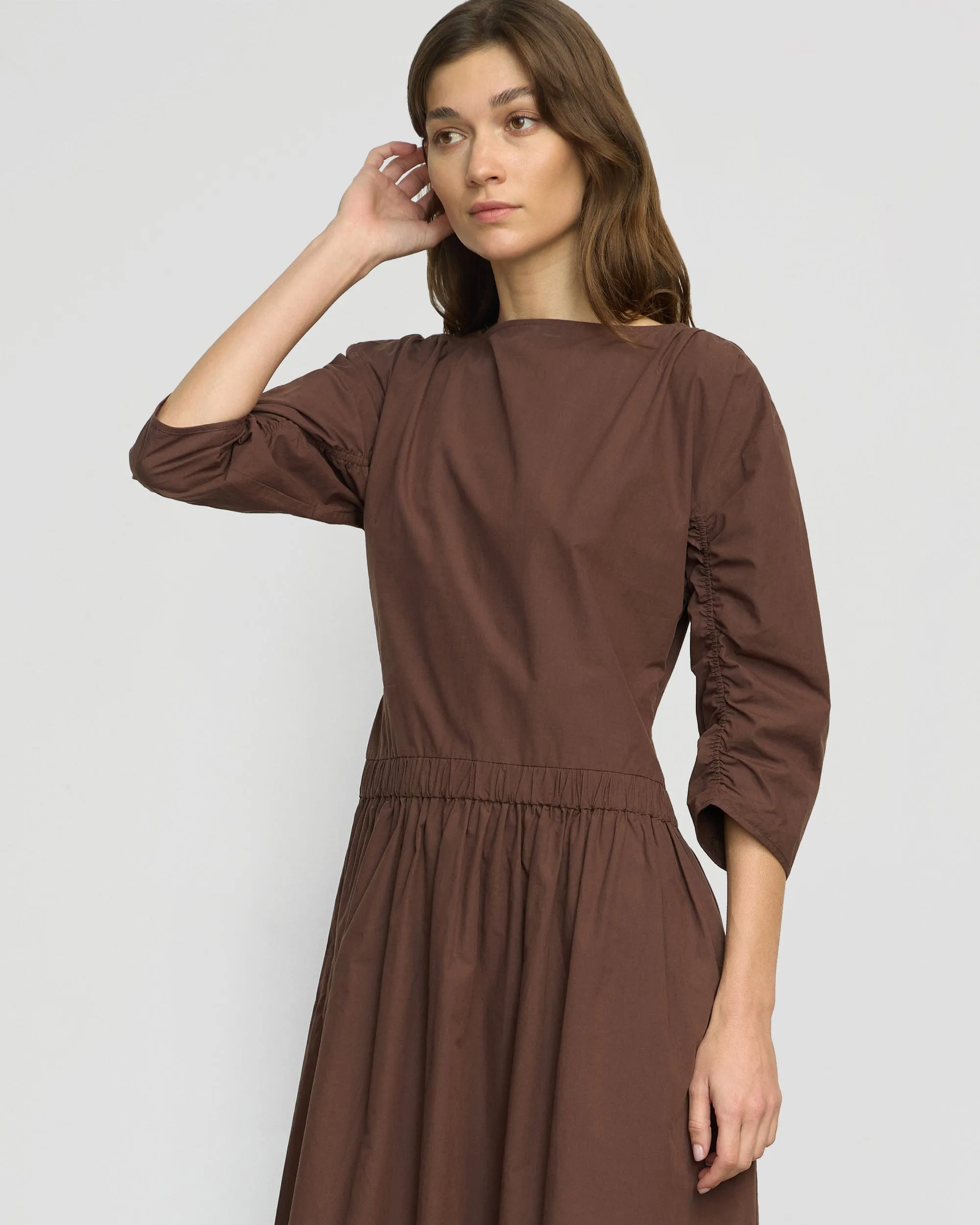 Natalia Cotton Ruched-Detail Dress Elegant Appearance