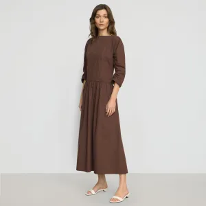 Natalia Cotton Ruched-Detail Dress Evening Tone Elastic Fit